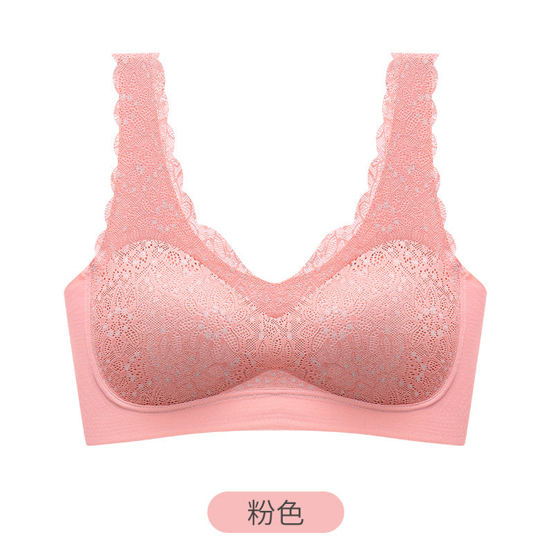 Thailand Latex Wireless Bra One-piece Gathered Underwear for Women Comfortable Lace Sleeping Bralette