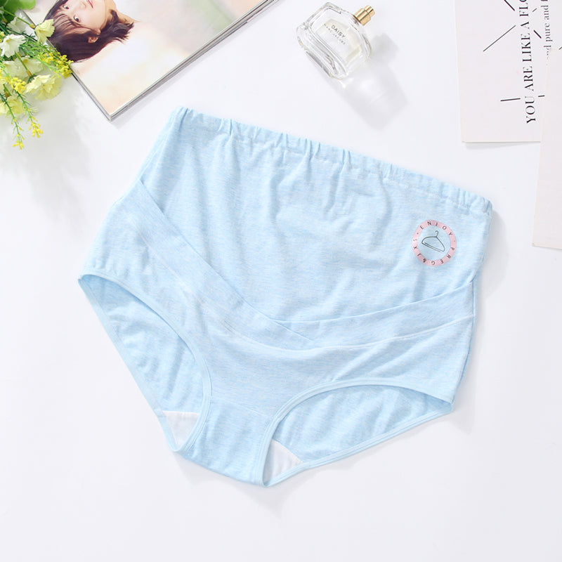 Breathable plus size cute cartoon print maternity underwear adjustable high waist over bump belly lift pregnant women's panties