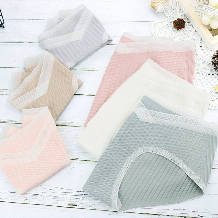Summer new one-piece lace pregnant underwear low waist cotton ribbed large size maternity briefs