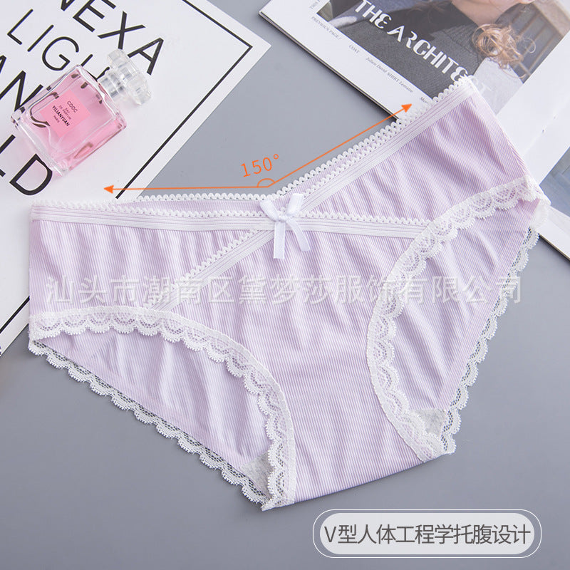 Large Size Maternity Panties Women's Pure Cotton Crotch Low Waist Lace Breathable Pregnancy Postpartum Briefs Underwear