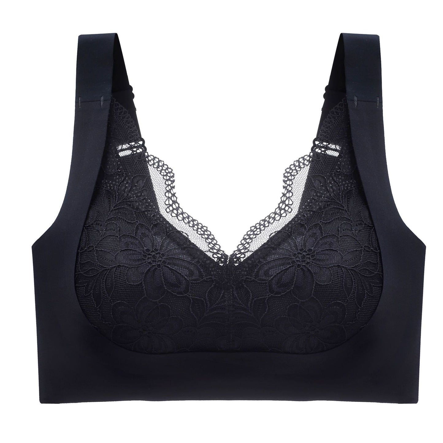 Latex Padded Wire Free Lace Bra Women's Sexy Push Up Bra Laser Cut Adjustable Corrector Bralette Anti-sagging