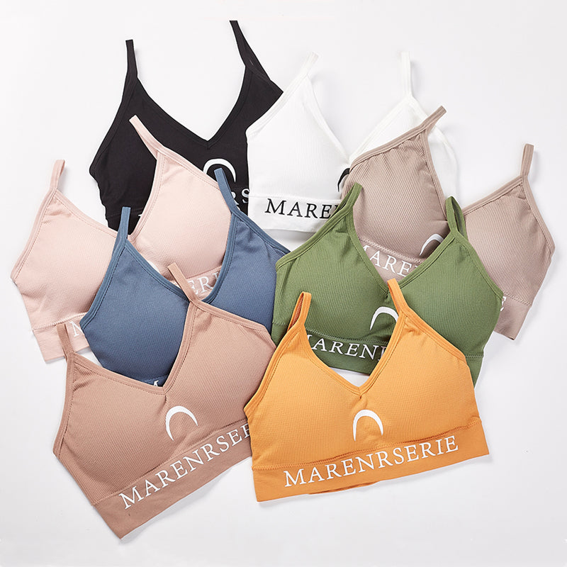 High Quality Fitness Padded Backless Bras Moon Print Seamless Workout Yoga Bra for Women