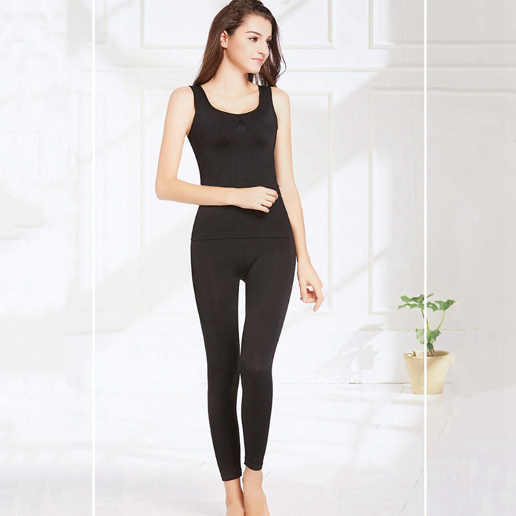 Far-infrared leggings yoga vest suit seamless body shaping underwear sports slimming Shapewear Set