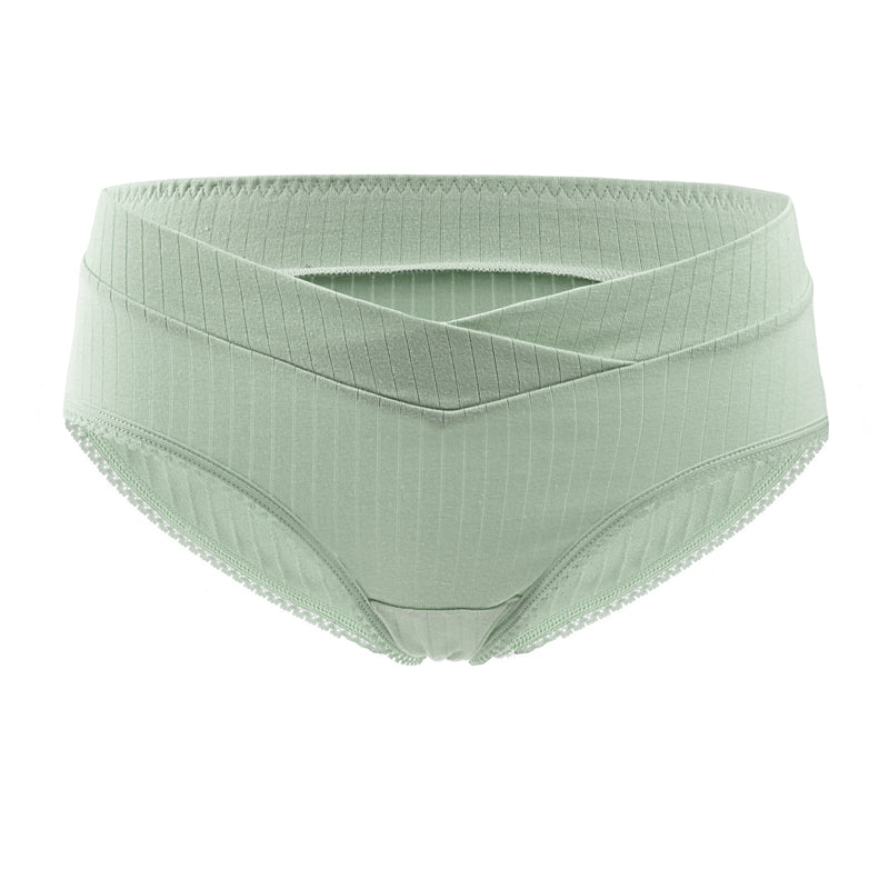 Cotton pregnant underwear postpartum lace criss cross waist under bump underpants plus size maternity panties