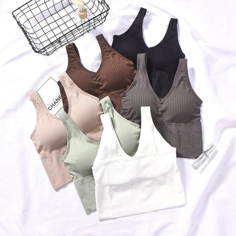 Autumn new listing v neck push up camisole ladies wireless underwear girls breathable vest bra