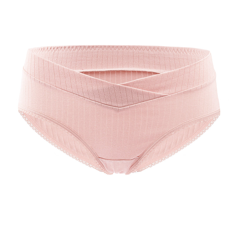 Cotton pregnant underwear postpartum lace criss cross waist under bump underpants plus size maternity panties