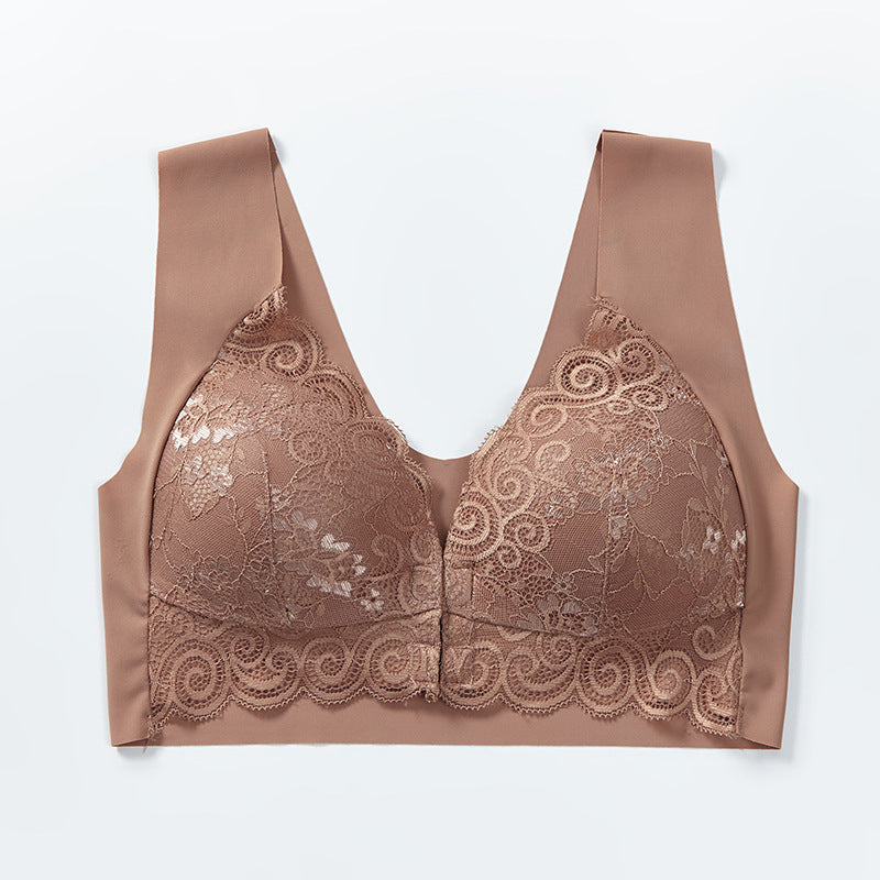 Fashion Front Buckle Bra Wire Free Vest Style Sexy Lace Push Up Bra Lingerie Soft Breastfeeding Bra Ladies