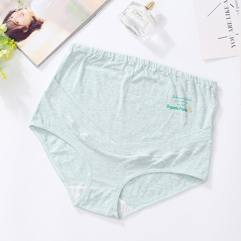 Breathable plus size cute cartoon print maternity underwear adjustable high waist over bump belly lift pregnant women's panties