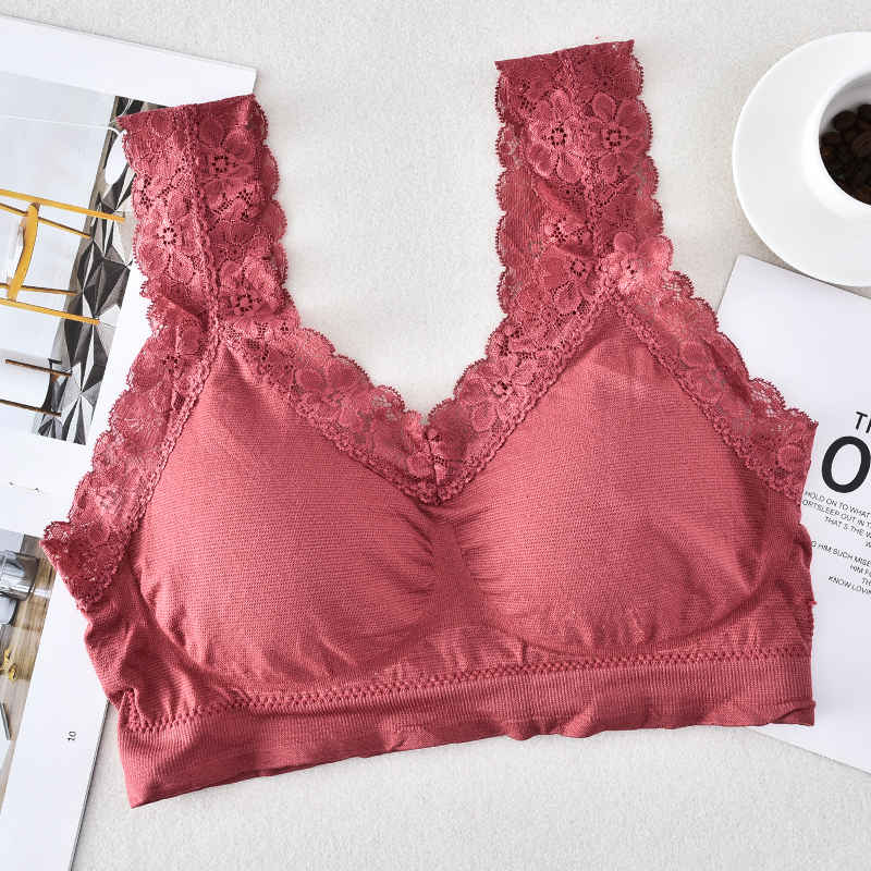Seamless girls wireless bra ladies removable padded sleep bra lace bralette women elastic push up wholesale soft brassiere