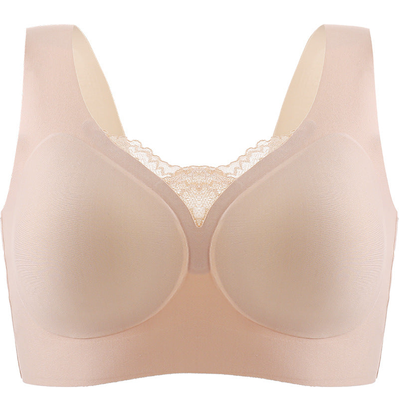 The New One-piece Fixed Cup Gathers Seamless and Comfortable Gathers Wide Shoulder Straps Elegant Beautiful Back Underwear Women