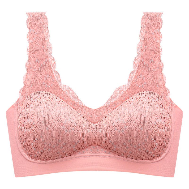Thailand Latex Wireless Bra One-piece Gathered Underwear for Women Comfortable Lace Sleeping Bralette