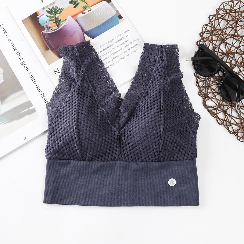 New Beauty Back Sports Tube Top Bra Seamless Sexy Lace Underwear Women's Fitness Wire-free Comfortable Vest Bralette
