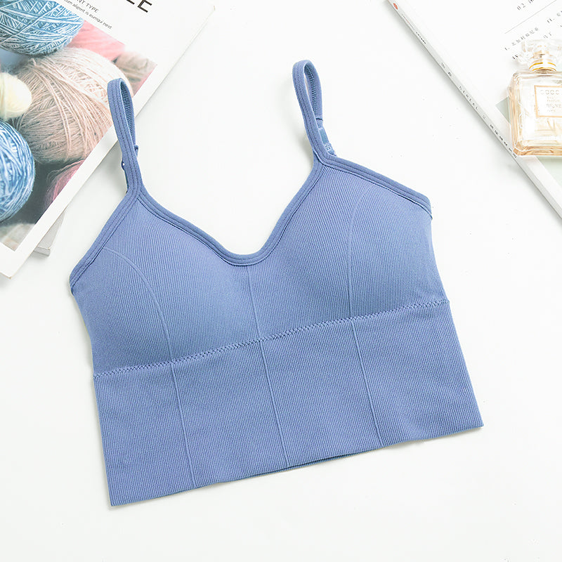 Women sports bra backless U-shaped camisole sexy removable padded yoga top wire free sports bra