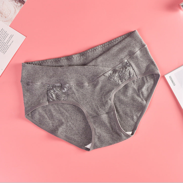 Low Waist Cotton Women Pregnancy Panties Under The Bump Lace Postpartum Briefs Criss-cross Maternity Underwear
