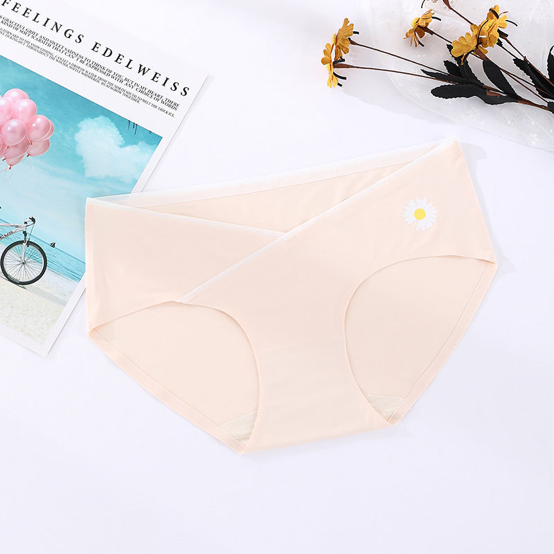 Laser Cutting Pregnant Women's Underwear Breathable Maternity Panties Criss-cross Belly Support Pregnancy Briefs Big Size