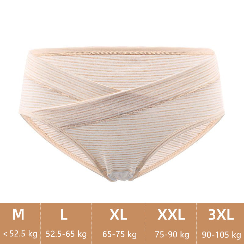 Women Under the Bump Maternity Panties Postpartum Underwear Soft Fabric Bikini Crossover Underpants Striped Pregnancy Panties