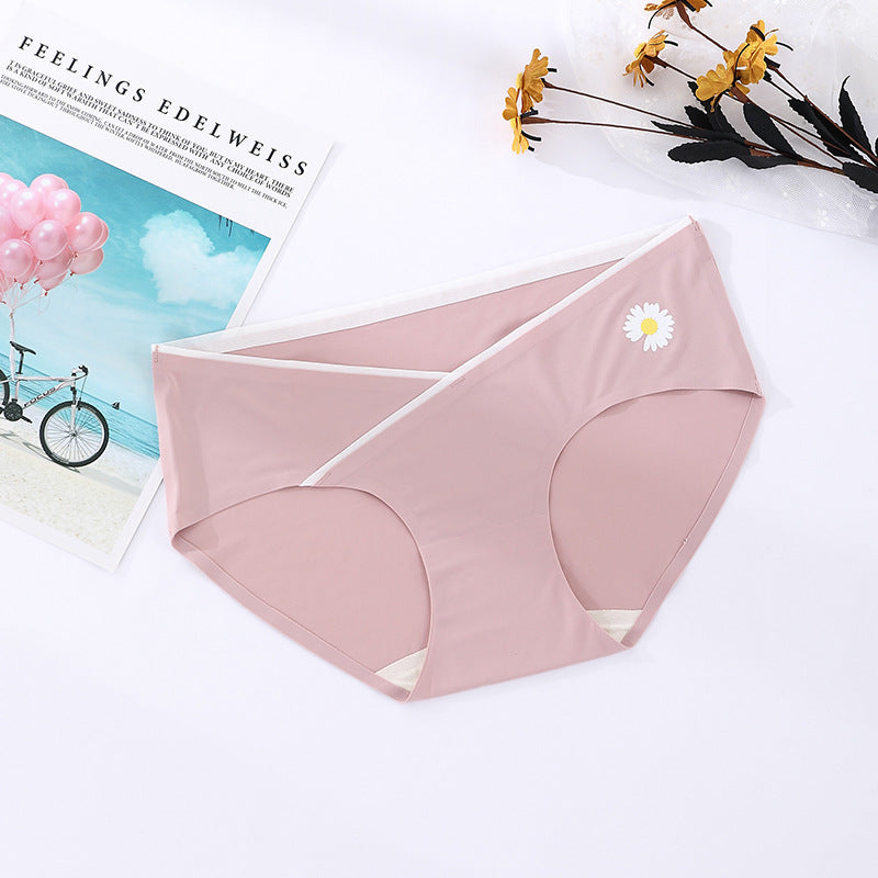 Laser Cutting Pregnant Women's Underwear Breathable Maternity Panties Criss-cross Belly Support Pregnancy Briefs Big Size
