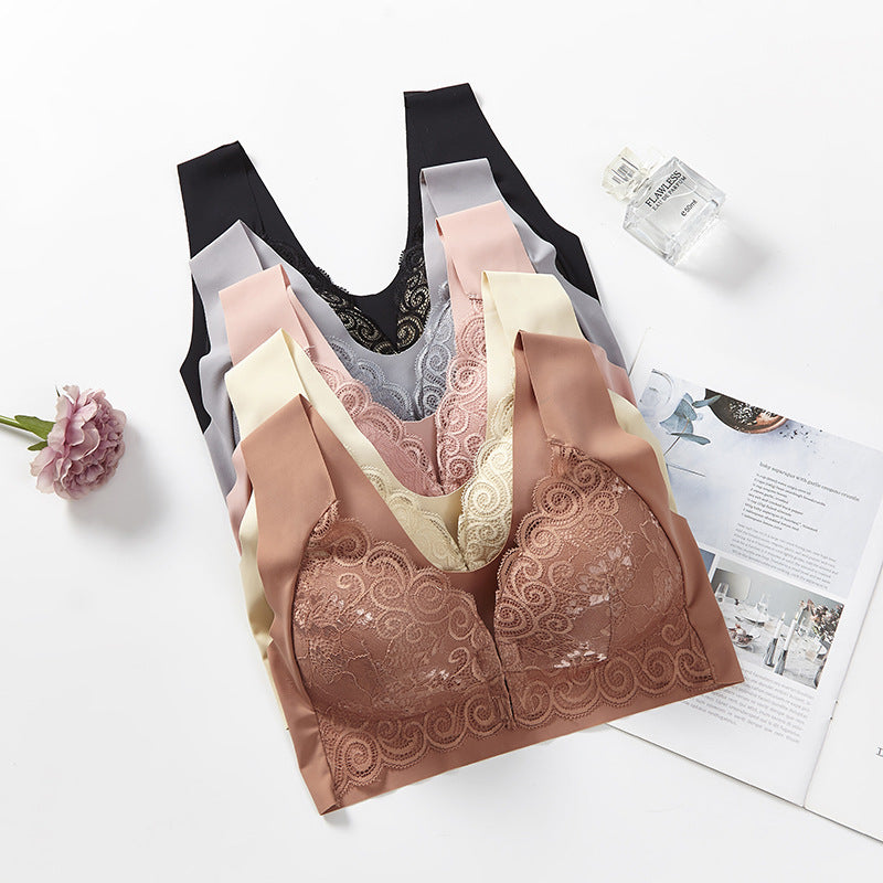 Fashion Front Buckle Bra Wire Free Vest Style Sexy Lace Push Up Bra Lingerie Soft Breastfeeding Bra Ladies