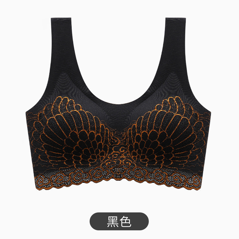 Women Comfortable Sexy Full Cup Bra Vest Lace Latex Padded Bralette One-Piece Wireless Plus Size Wire-free Bra