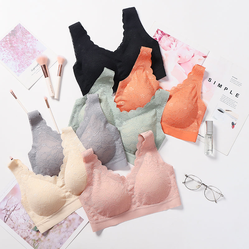 Wholesale Factory Price High Quality Comfortable Lace Bra Women Wireless Natural Latex Cup Vest Bralette Padded