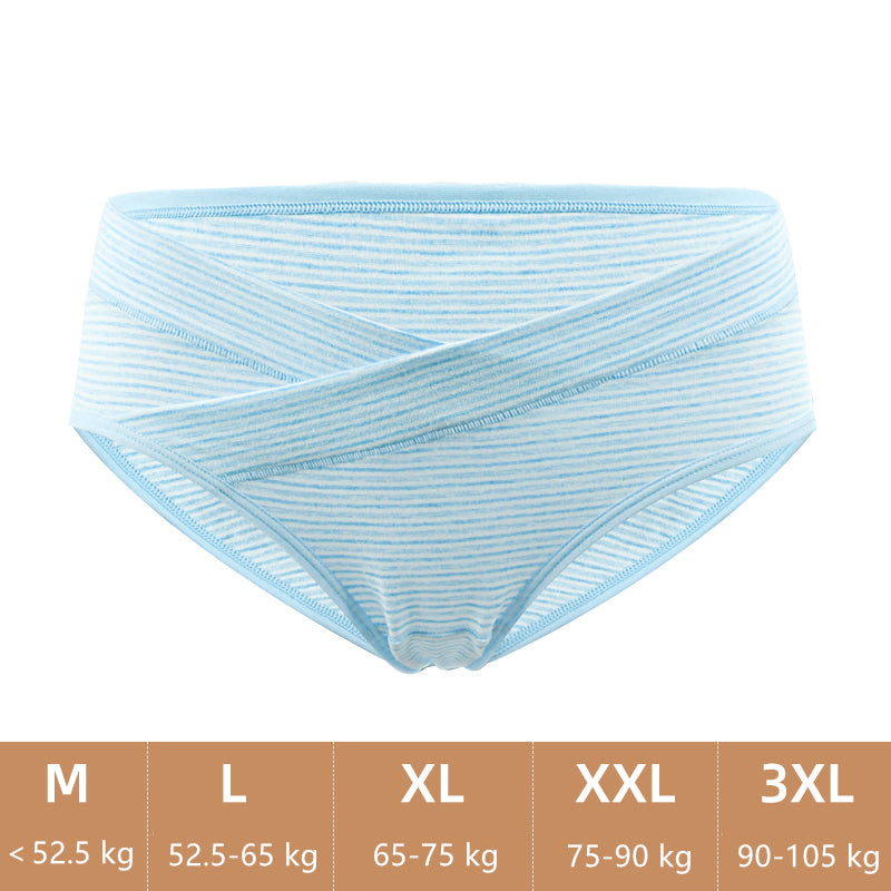 Women Under the Bump Maternity Panties Postpartum Underwear Soft Fabric Bikini Crossover Underpants Striped Pregnancy Panties