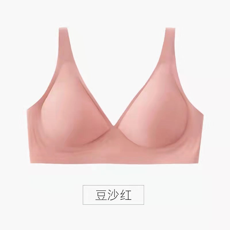 New Seamless Jelly Support Underwear Women's No Steel Ring Smooth Adjustment Type Deep V Gather Close Breast Thin Bra