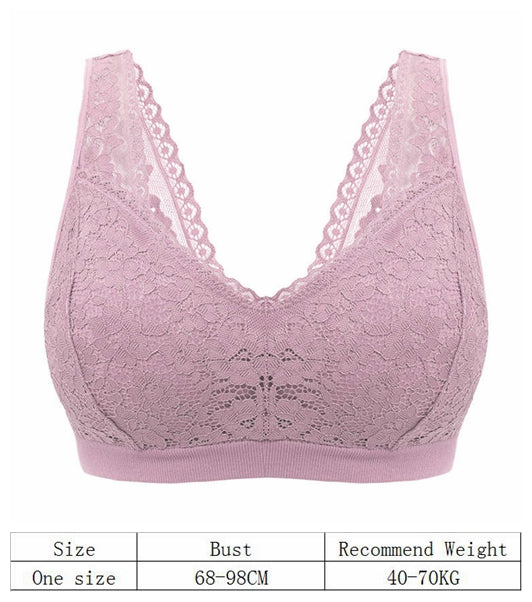 New arrival ladies elegant seamless lace underwear wireless removable pad push up vest bra
