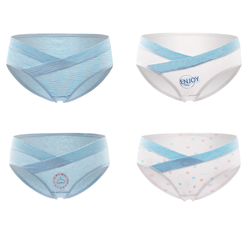 Wholesale 4 Pieces Women Cotton Low Waist Front Criss-Cross Pregnancy Panties Under Bump Maternity Underpants Postpartum Briefs