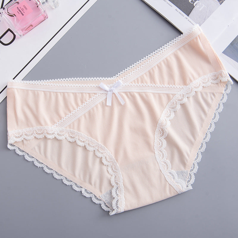 Large Size Maternity Panties Women's Pure Cotton Crotch Low Waist Lace Breathable Pregnancy Postpartum Briefs Underwear