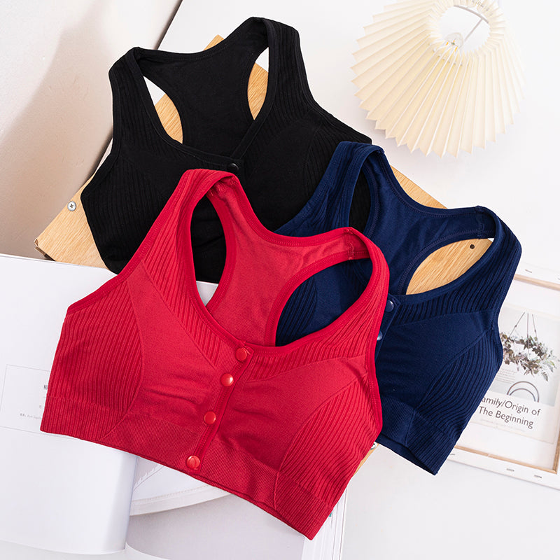 Summer Removable Pad Front Open Button Yoga Sports Bra Sexy Cardigan Tank Tops Sleeveless Fitness Camisole