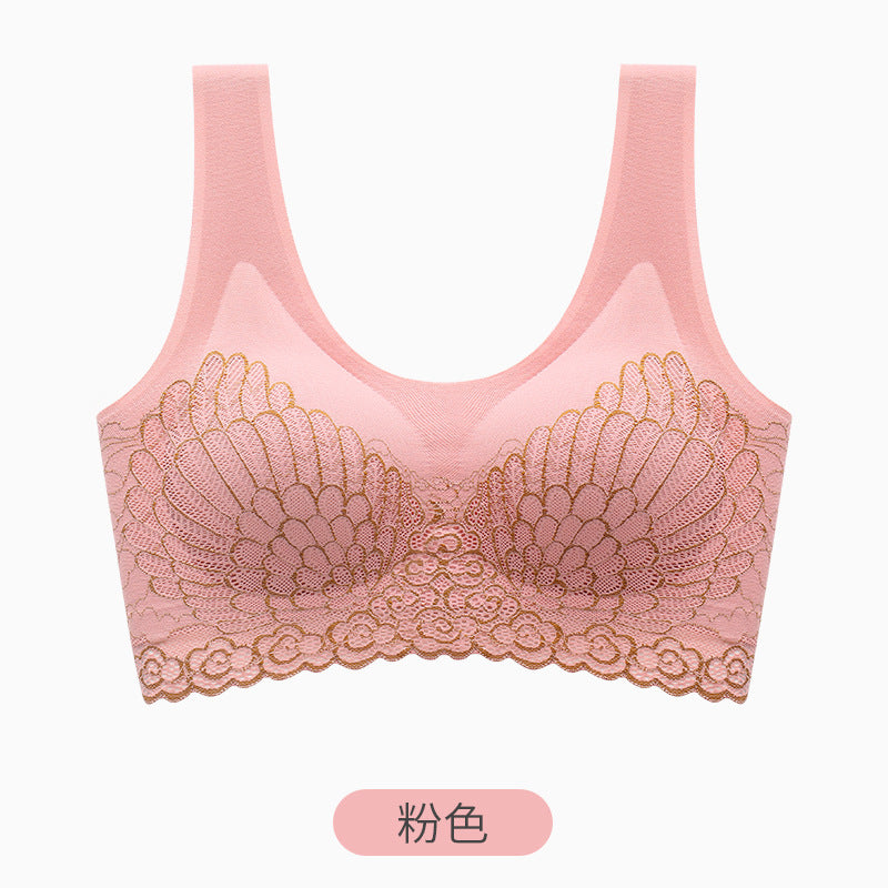 Women Comfortable Sexy Full Cup Bra Vest Lace Latex Padded Bralette One-Piece Wireless Plus Size Wire-free Bra