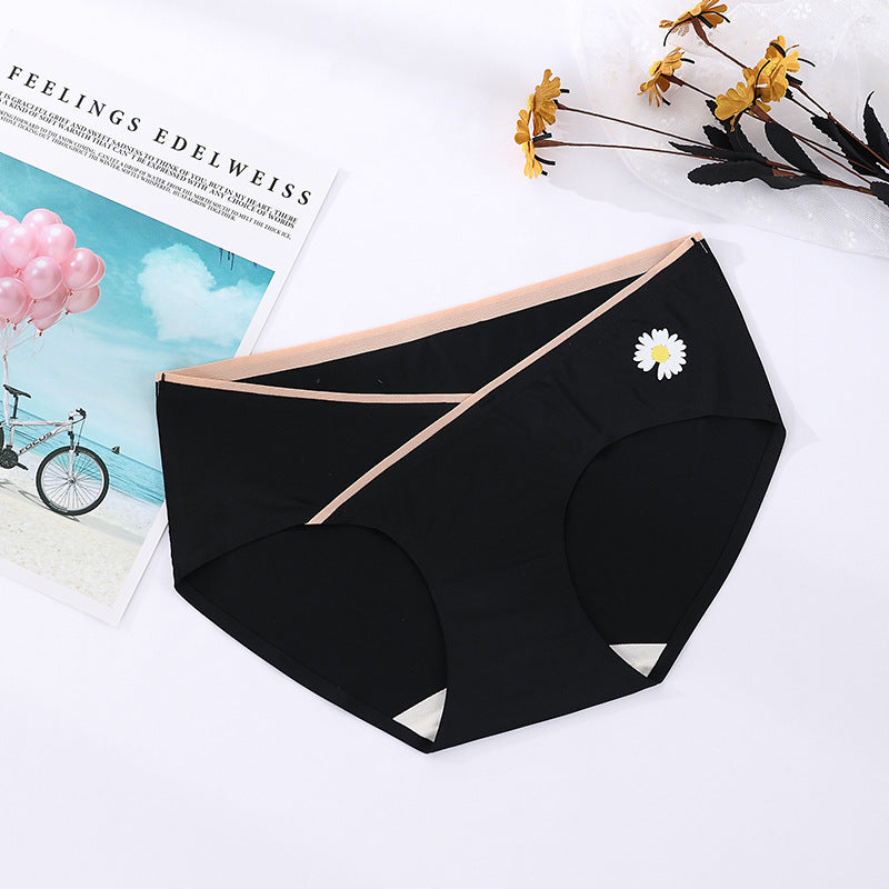Laser Cutting Pregnant Women's Underwear Breathable Maternity Panties Criss-cross Belly Support Pregnancy Briefs Big Size