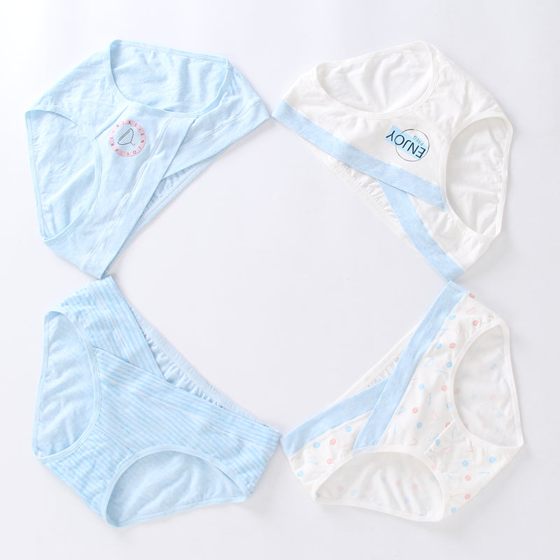 Wholesale 4 Pieces Women Cotton Low Waist Front Criss-Cross Pregnancy Panties Under Bump Maternity Underpants Postpartum Briefs