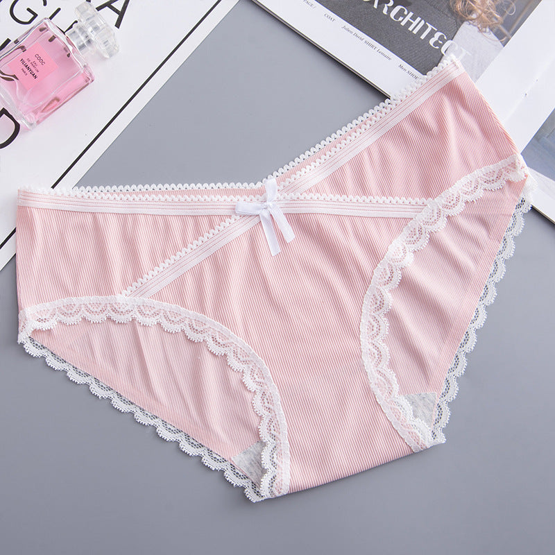 Large Size Maternity Panties Women's Pure Cotton Crotch Low Waist Lace Breathable Pregnancy Postpartum Briefs Underwear