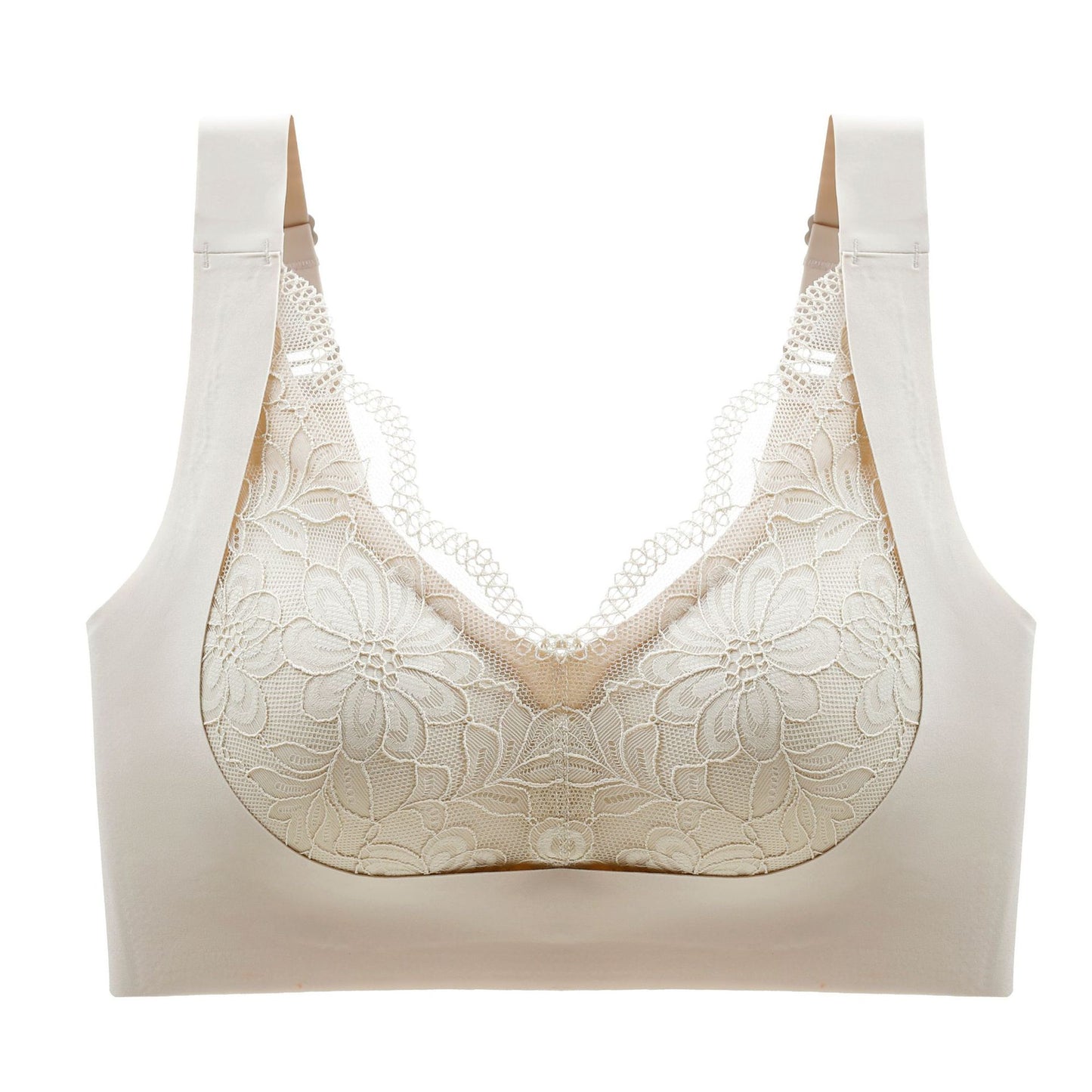 Latex Padded Wire Free Lace Bra Women's Sexy Push Up Bra Laser Cut Adjustable Corrector Bralette Anti-sagging
