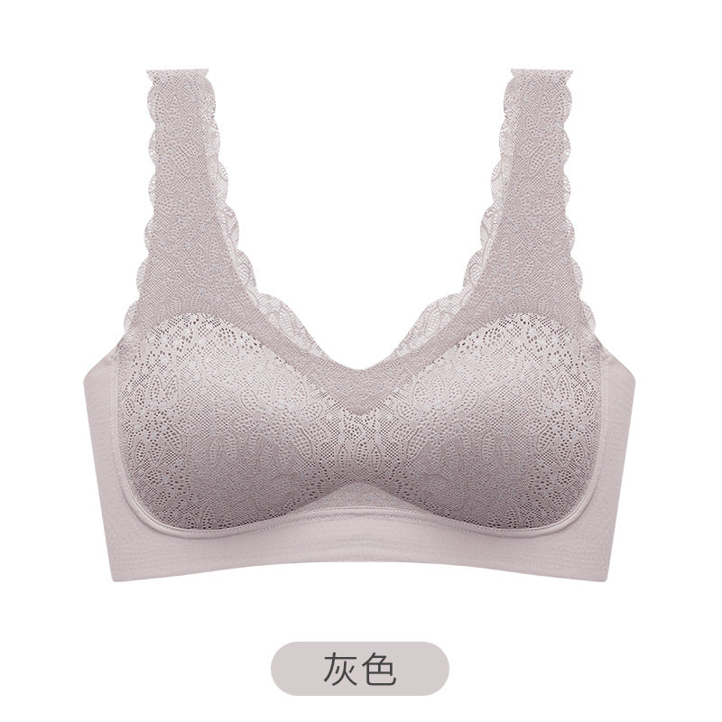 Thailand Latex Wireless Bra One-piece Gathered Underwear for Women Comfortable Lace Sleeping Bralette
