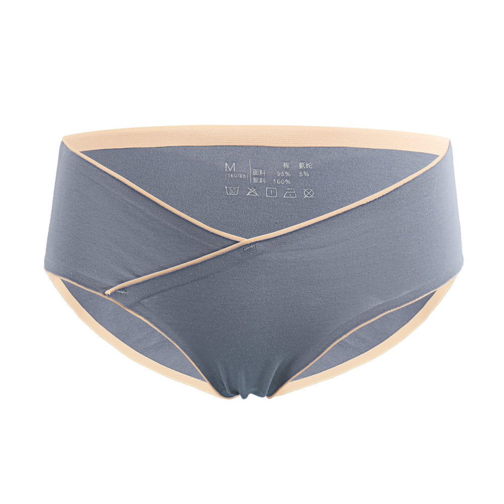 Cotton laser cutting pregnant women's low rise underwear breathable maternity panties cross-criss belly support pregnancy brief