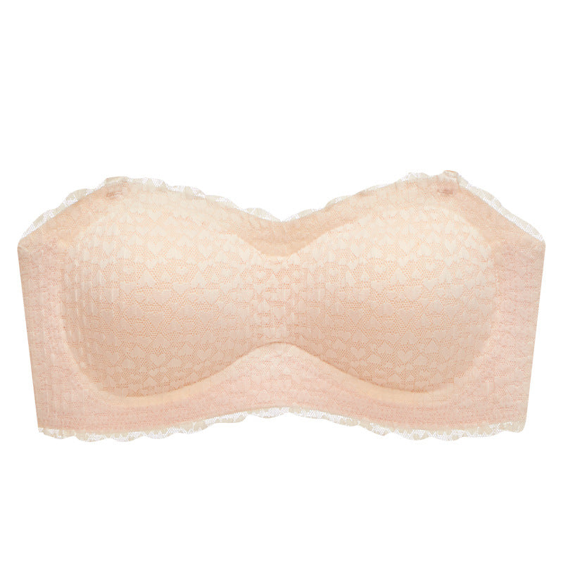 Strapless Underwear Women Gather Small Chest Non-slip Wrap Chest Anti-glare No Trace Beauty Back Tube Top with Invisible Bra