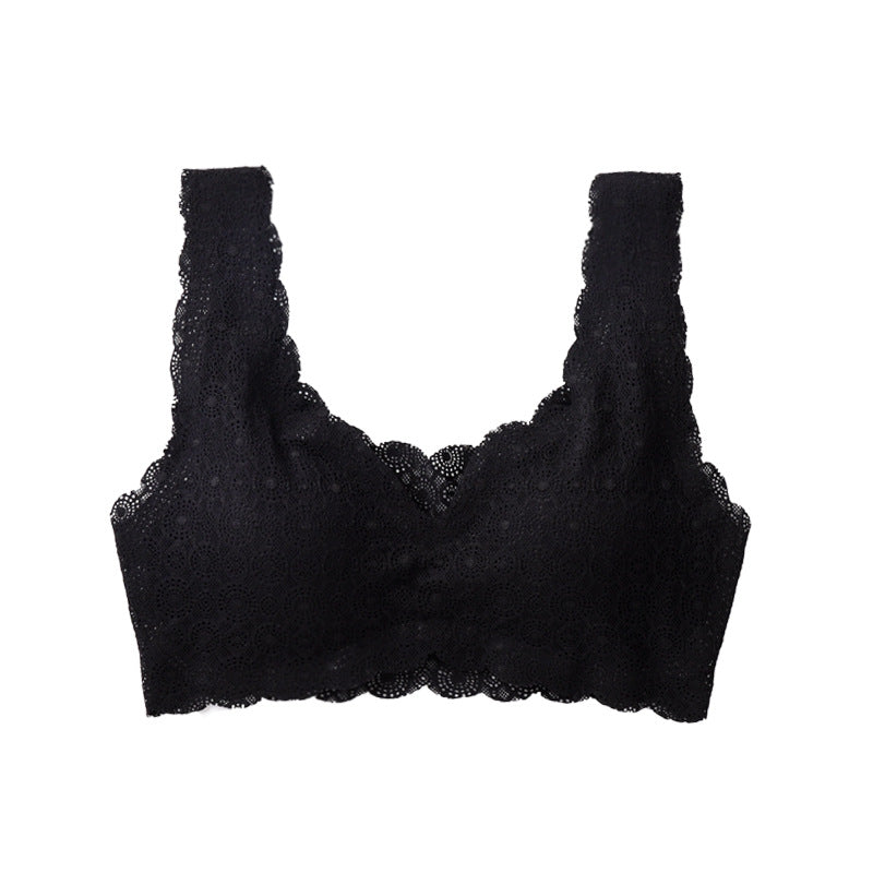 Japanese Style New Ice Silk Laser Cutting Bras Floral Lace Sexy Wireless Underwear Sports Vest Bra for Women