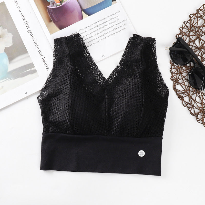 New Beauty Back Sports Tube Top Bra Seamless Sexy Lace Underwear Women's Fitness Wire-free Comfortable Vest Bralette