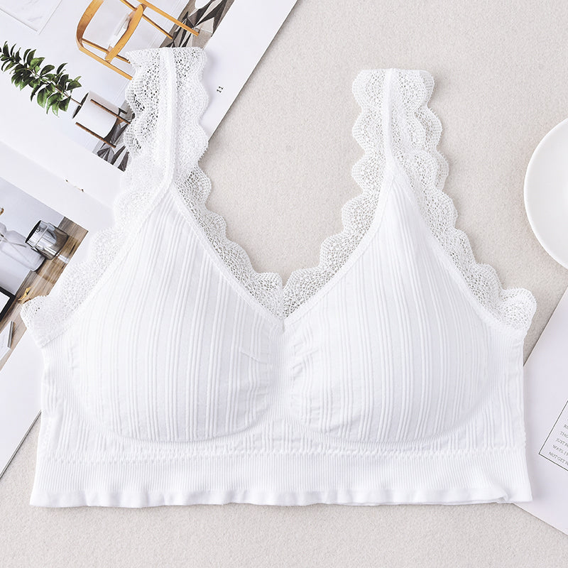 Women's seamless underwear removable pad sexy bralette push up lace wireless bra