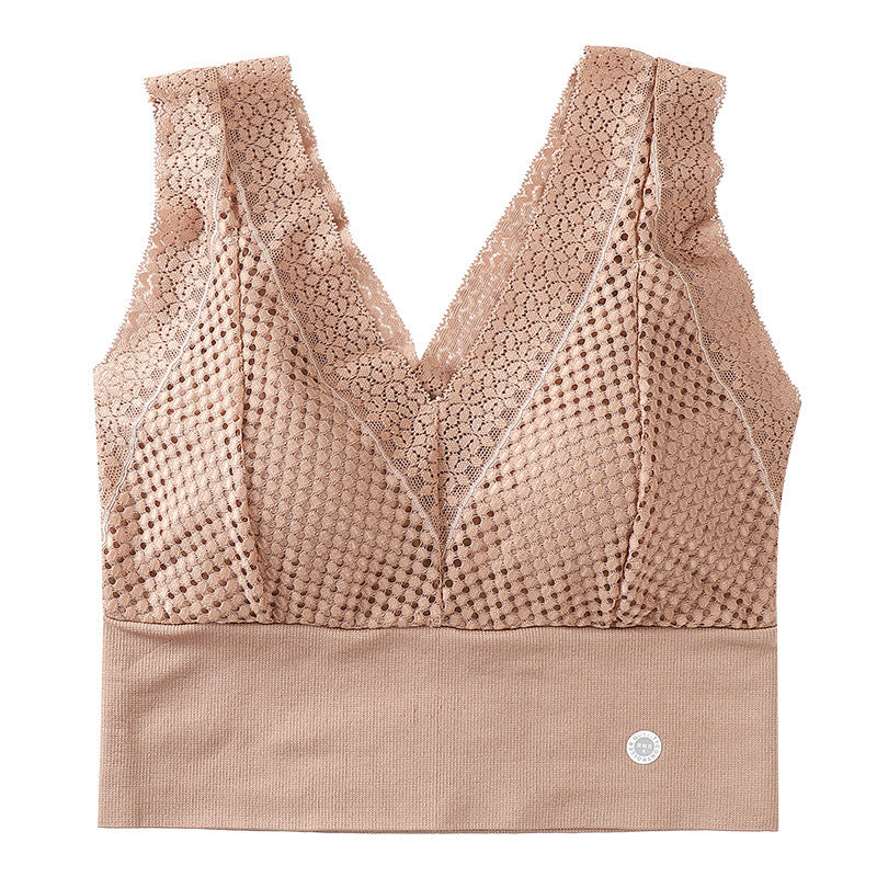 New Beauty Back Sports Tube Top Bra Seamless Sexy Lace Underwear Women's Fitness Wire-free Comfortable Vest Bralette