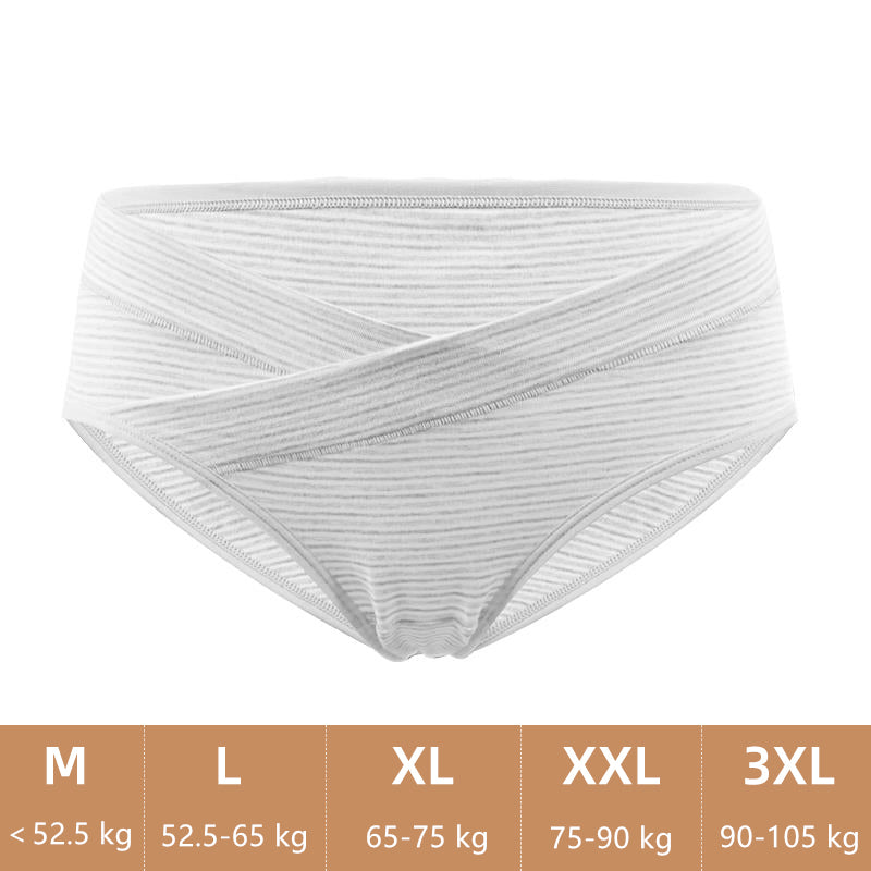Women Under the Bump Maternity Panties Postpartum Underwear Soft Fabric Bikini Crossover Underpants Striped Pregnancy Panties