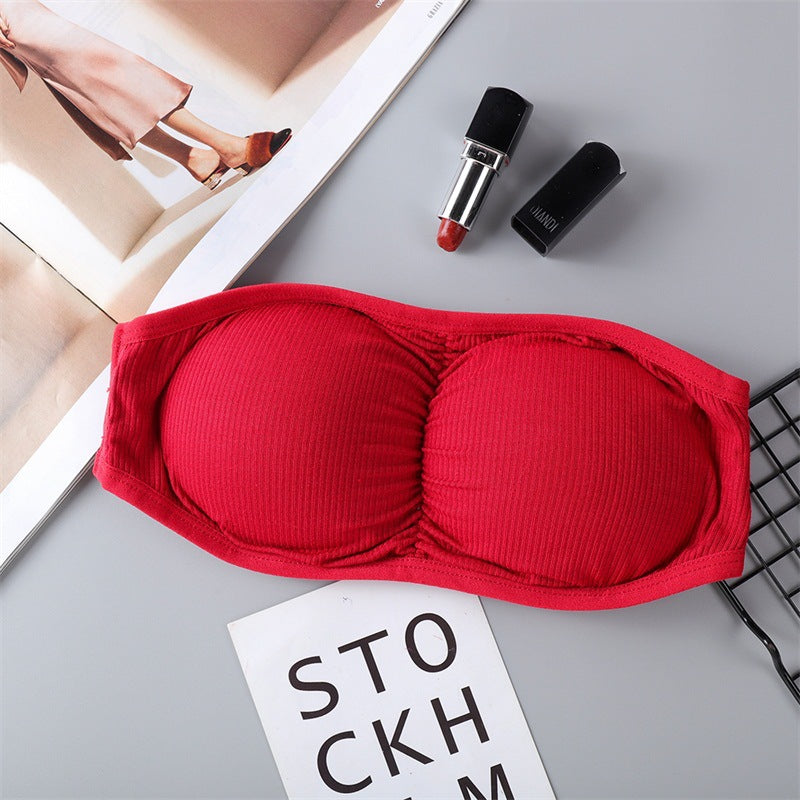 Summer Seamless Tube Top Underwear Backless Strapless Removable Padded Bra Women's Breathable Bandeau Crop Top