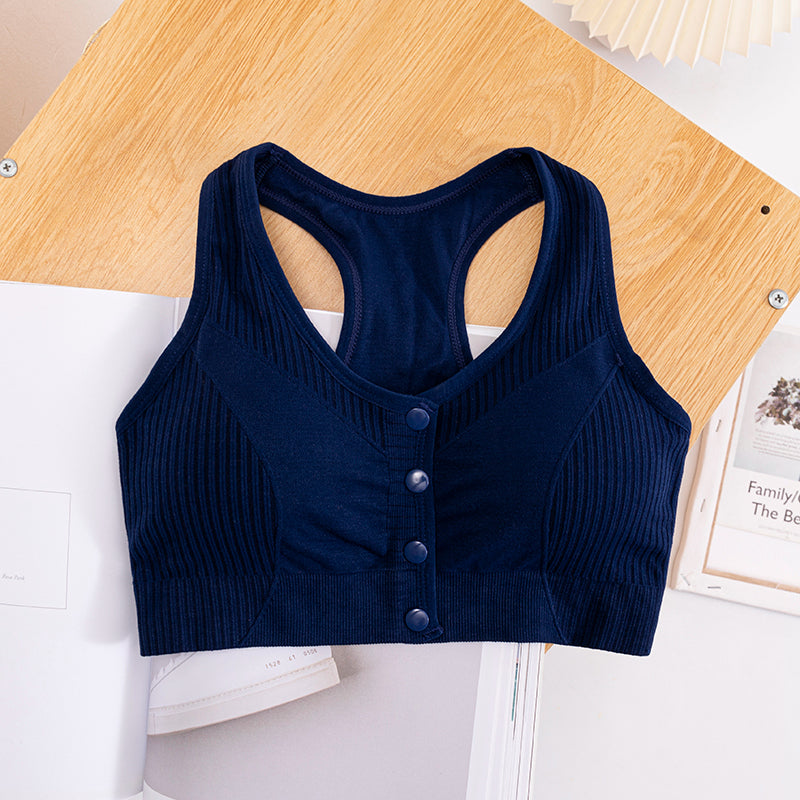 Summer Removable Pad Front Open Button Yoga Sports Bra Sexy Cardigan Tank Tops Sleeveless Fitness Camisole