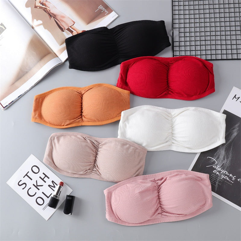 Summer Seamless Tube Top Underwear Backless Strapless Removable Padded Bra Women's Breathable Bandeau Crop Top
