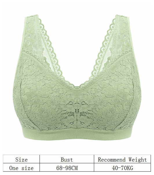 New arrival ladies elegant seamless lace underwear wireless removable pad push up vest bra