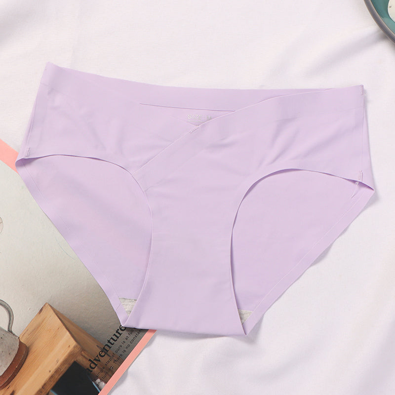 Comfortable Low Waist Front Criss Cross Maternity Seamless Panties Postpartum Mother Underwear Pregnancy Under Bump Panties