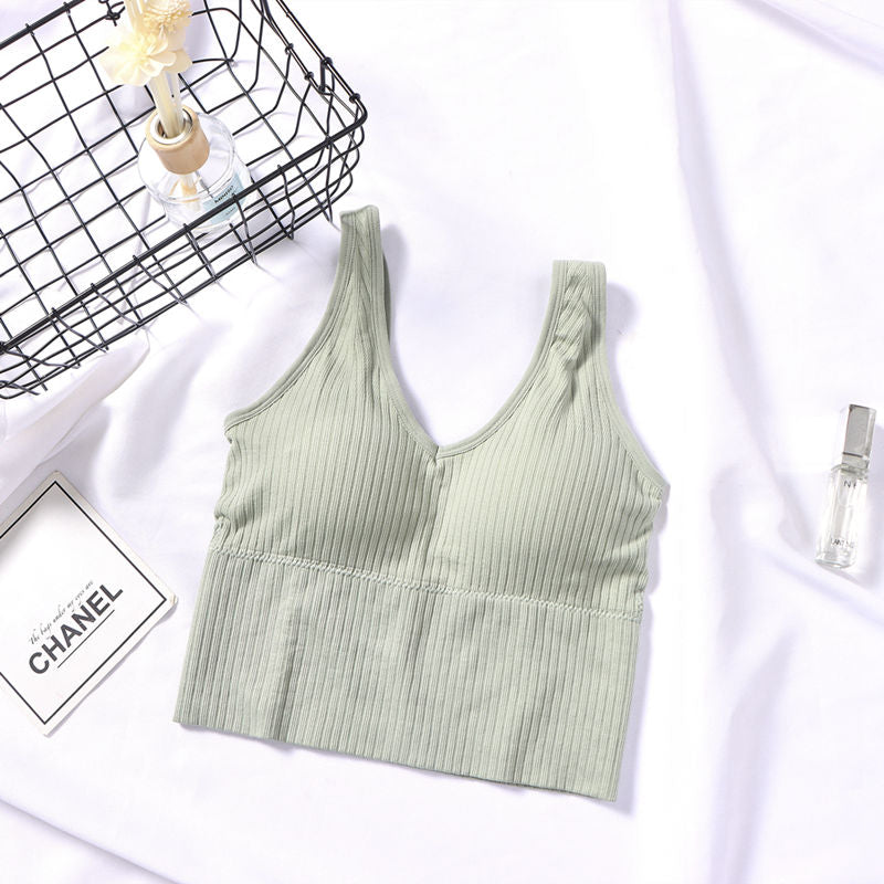 Autumn new listing v neck push up camisole ladies wireless underwear girls breathable vest bra