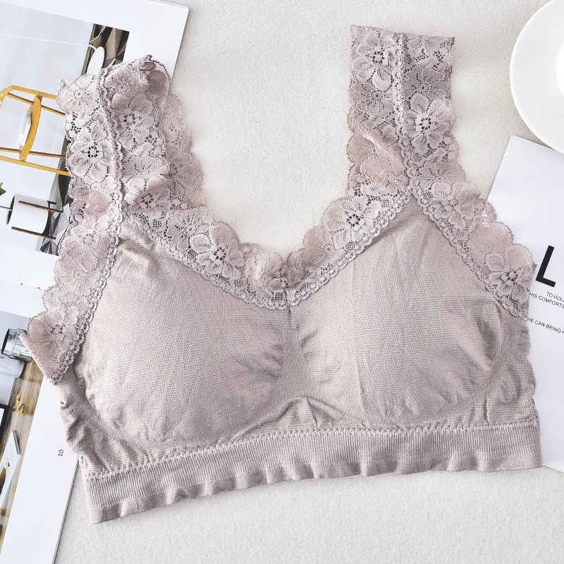 Seamless girls wireless bra ladies removable padded sleep bra lace bralette women elastic push up wholesale soft brassiere